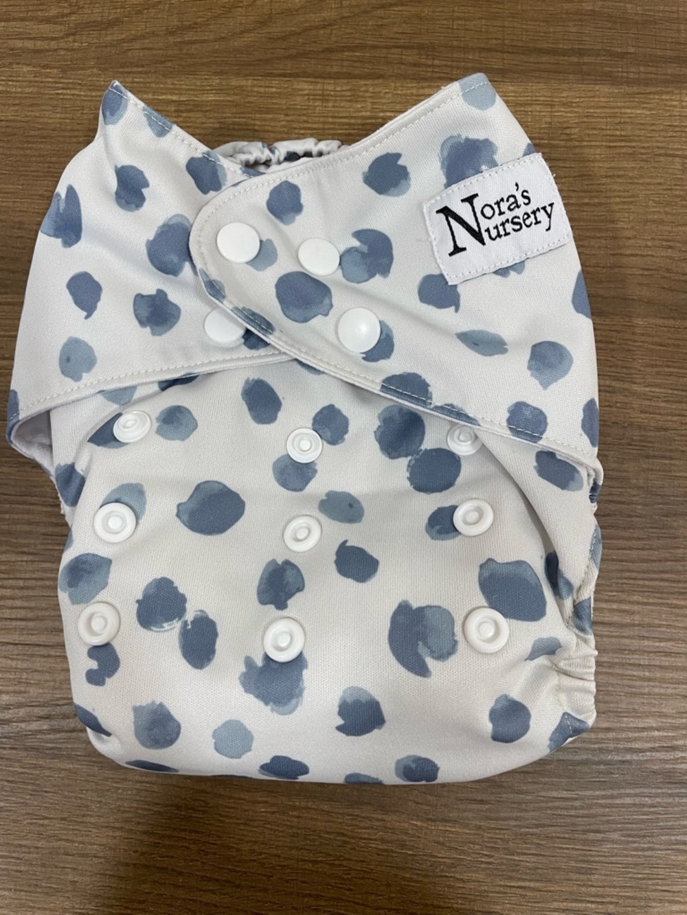 Blue Spot Reusable Nora’s Nursery cloth Diaper with White Inserts